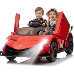 RBFGYIOP 12V Macchina Elettrica per Bambini a 3-6 Anni a 2 Posti, Auto Elettrica Macchina con Telecomando, 2 Motori, Max 30kg, 3 Velocità-Fari LED-Sedile Ampio-Sospensioni-MP3, Rosa(Lamborghini)
