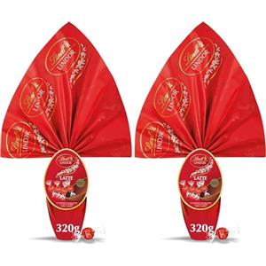 Lindt LINDOR Uova di Pasqua 2026 Cioccolato al Latte, Uovo al Cioccolato al Latte con Praline LINDOR e Sorpresa, 320g (Confezione da 2)