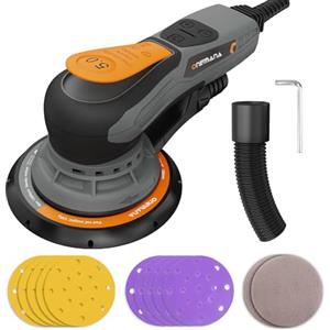 ONEMANA levigatrice rotorbitale 150 mm, brushless, corsa 5,0 mm, 350 W, 6 regimi (4000-10000 rpm), aspirazione polvere, disco 150 mm incl. Rotorbitale: levigatrice orbitale per legno