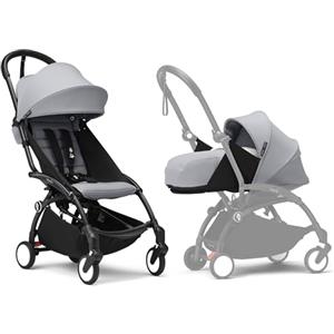Stokke Passeggino Stokke YOYO3 con Newborn Pack - Include telaio nero, YOYO 6+ Color Pack (Stone) e 0+ Newborn Pack (Stone)