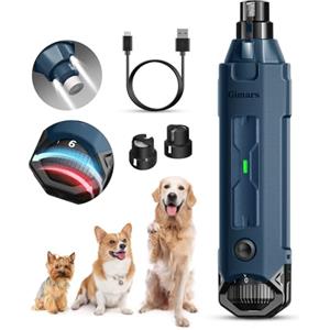 Gimars Lima Unghie Cani 6 velocità Tagliaunghie per Cani Elettrico Tagliaunghie Unghie Cani con Luce LED Ricaricabile Lima per Unghie Cane per Animali con USB 3 Porte