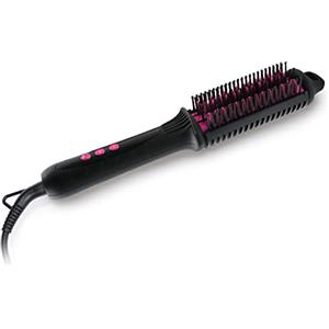 ELISON Spazzola Elettrica Lisciante, Rivestimento in Ceramica, Funzione Anti scottatura, Temperatura Regolabile e Custodia Morbida in dotazione, Colore Nero/Fucsia
