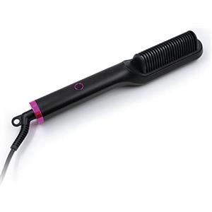 ELISON Spazzola Elettrica Lisciante, 5 Livelli di Regolazione della Temperatura, Ideale per Tutti i Tipi di Capelli, Spegnimento Automatico e Custodia Morbida in dotazione, Colore Nero/Fucsia