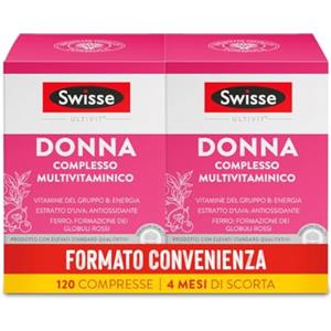 SWISSE Ultivit- Multivitaminico Donna con Vitamina D C A e Zinco per Supporto al Sistema Immunitario Adulti, Integratori con Magnesio e Biotina per Metabolismo Energetico, Made in Italy, 30 Compresse