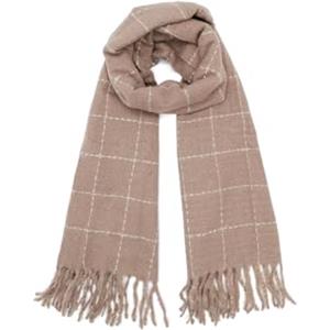 QUEEN HELENA Sciarpa Invernale Calda Stola Lunga con Frange Donna SC203 (SC203-1 Beige, Taglia Unica)