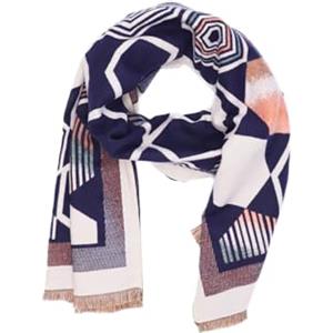 QUEEN HELENA Sciarpa Invernale Morbida Stola Coprispalle con Fantasia Casual Donna SC204 (Blu, Taglia Unica)