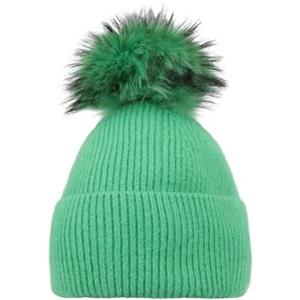 QUEEN HELENA Cappello Invernale con PON PON Berretto Caldo Casual Zuccotto Donna CP304 (IT, Testo, Taglia Unica, Verde)