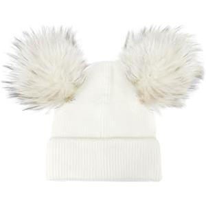 QUEEN HELENA Cappello Invernale Caldo con PON PON Berretto con Pelo Morbido Donna CP24-02 (IT, Testo, Taglia Unica, Standard, Bianco)