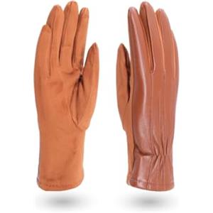 QUEEN HELENA Guanti Caldi Invernali Morbidi Touch Screen Antivento Foderati Scamosciati Eleganti Donna G01 (G01 Camel, Taglia Unica)