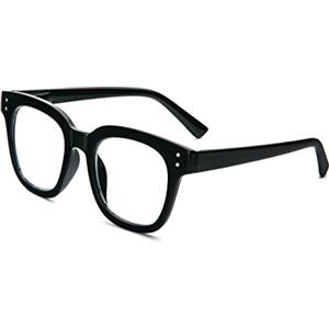 KoKoBin Occhiali da lettura oversize anti luce blu per donna Occhiali da lettura per computer alla moda con montatura quadrata (Nero, 1)