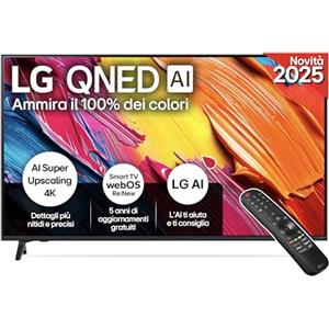LG QNED AI QNED70 Smart TV 55 pollici 4K, Processore α7 Gen8, Dynamic QNED Color, webOS con AI e telecomando puntatore AI, Gaming con VRR 4K@60Hz, 55QNED70A6A 2025