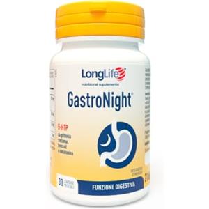 LongLife Gastronight® | Integratore di estratti vegetali e melatonina | Funzione digestiva | 30 Capsule vegetali | Vegano e senza glutine