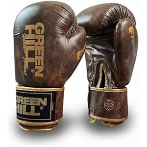 Green Hill PANTHER - Guantoni da Boxe per Allenamento e Sparring, Antishock, Chiusura Velcro, Protezione Polso, Similpelle Resistente, 10 oz / 12 oz, 14 oz / 16 oz (Marrone, 10 oz)