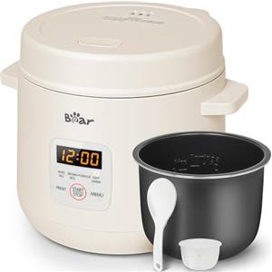 Bear Cuociriso 2 tazze non cotte, multifunzione da 300 W, con funzione di mantenimento del calore, funzione preimpostata, mini cooker elettrico, grigio