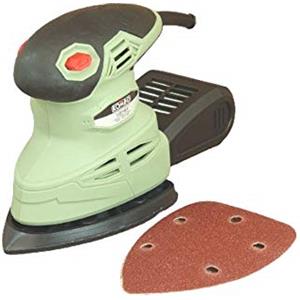 KOMBO - Levigatrice Orbitale di Precisione 220W - 10.000 giri/min, Oscillazioni 2 mm, Base 140x140x95 mm - Con Vano Raccogli Polvere e Foglio Abrasivo Incluso - Ideale per Legno, Metallo