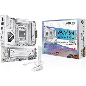 ASUS B850M AYW GAMING OC WIFI7 W, Scheda Madre AMD Micro-ATX, 12+2+1 Fasi Alimentazione, DDR5, PCIe 5.0, 3 Slot M.2, Wi-Fi 7, Ethernet Realtek 2.5Gb, USB-C da 20 e 10 Gbps, BIOS FlashBack, Aura Sync