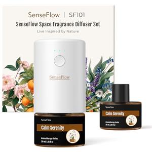 SenseFlow Diffusore di Oli Essenziali SF101 Pro - Ultrasuoni Senza Acqua Profumatore per Ambienti, 100% Vegetale, Aroma 120 Giorni, LED, Ideale per Casa, Hotel e Studi - Calm Serenity
