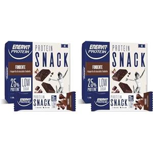 Enervit, Protein Snack al Cioccolato Fondente, Low Sugar, Barrette Proteiche, Per uno Spuntino Goloso e Per il Controllo del Peso, Ricche in Fibre, Senza Glutine, 8 Barrette da 27g (Confezione da 2)