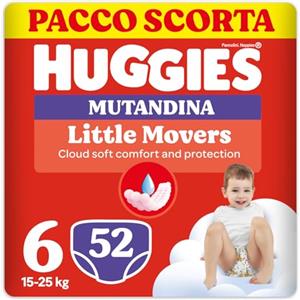 Huggies Little Movers Pannolini Mutandina Taglia 6 (15-25 Kg), Ultra assorbente, Protezione completa, Gigapack, 96 Pz