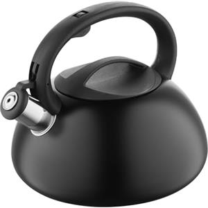 FLORINA Bollitore Acqua (2,5 l) I Bollitore per Tè in Acciaio Inox LUKE I Bollitore con Fischio Automatico I Manico in Bakelite I Teiera Induzione I Adatto a Tutti i Tipi di Fornello I Nero