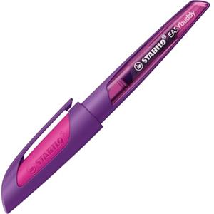 STABILO Penna Stilografica Ergonomica per bambini EASYbuddy in Lilla/Magenta - Punta Standard - Cartuccia Blu inclusa