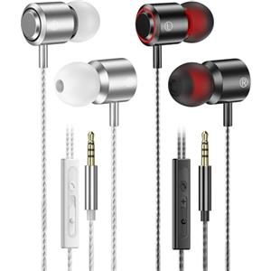 AESIGN 2 Pacco Cuffie In Ear con Filo, Auricolari con Filo e Microfono/Controllo del, Isolamento del Rumore, Alta Qualità del Suono Cuffiette, Auricolari per iPhone, Samsung, Tablet e Dispositivi da 3,5 mm