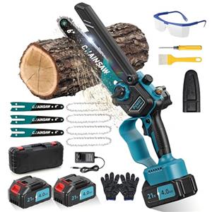 VIWKO Mini Motosega a Batteria 8000mAh, Brushless Motosega Elettrica 6 Pollici 1000W Compatibile con Batterie Makita, Sega a Batteria per Potatura con Pompetta Olio per il Taglio Del Legno e Giardini