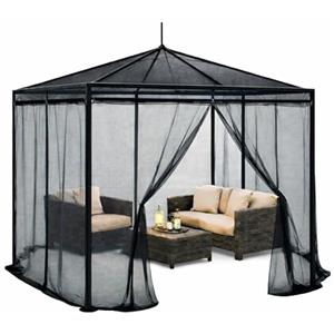 FREILUFTRAUM Zanzariera per esterni a forma di scatola per gazebo terrazza lodge o balcone, 400 x 400 cm, Nero