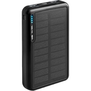 SBS Solar PowerBank, 10000mAh, Power Bank con Pannello Solare, Ricarica Rapida, Intelligent Charge (IC), LED di Carica, 1 USB-C, 2 USB-A, Caricabatterie Portatile da Viaggio, Design Compatto, Nero