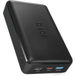 SBS PowerBank 20K SLIM, 20000mAh, Power Bank con Ricarica Rapida, Intelligent Charge (IC), LED di Carica, 1 USB-C, 2 USB-A, Caricabatterie Portatile da Viaggio, Design Compatto, Nero