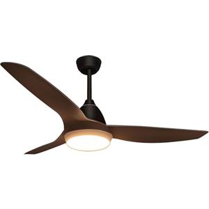 snsok Ventilatore da Soffitto con Luce LED 52" 3 Pale, 6 Velocità + 3 Temperature Luce, Motore DC Super Silenzioso, Timer con Telecomando, Funzione Inverso Estate/Inverno (black)