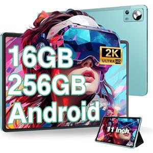 DMOAO Tablet 11 Pollici Android con 16GB RAM 256GB ROM(1TB Espandibile), 2K FHD Tablet con Camera Tripla(13MP+5MP+2MP), 8 Core, 2.0 GHz, IPS 2000 * 1200, 5G Wi-Fi, 8600 mAh, GPS, BT 5.0, Verde