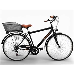 MADICKS Bicicletta Uomo 28 Passeggio Nero Vintage Velodia · Bici da Città con Cambio Shimano · Comoda e Robusta · Perfetta per Spostamenti Quotidiani · Stile Retrò Elegante (Cestino Posteriore in Ferro)