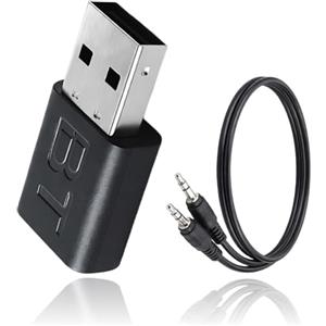 CanQuanSWZX Adattatore USB Bluetooth 5.1, Ricevitore Bluetooth con Cavo Audio 3,5 mm, Trasmettitore Bluetooth USB Plug and Play, Presa Jack Bluetooth, Modalità AUX/USB per Altoparlanti e TV