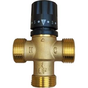 IPERSCOUNT Valvola Miscelatrice Termostatica Regolabile 20-65°C in Ottone alta resistenza, DN25 1 per Impianti Solari, Bagni e Cucine - Sicura e Facile da Installare
