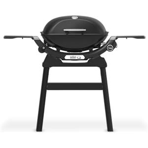 Weber Q 2200N - Barbecue a Gas con Tavoli Laterali, Supporto Compatto, Griglie in Ferro Smaltato, Accensione Elettrica, Bruciatore Ad Alte Prestazioni, Nero Mezzanotte