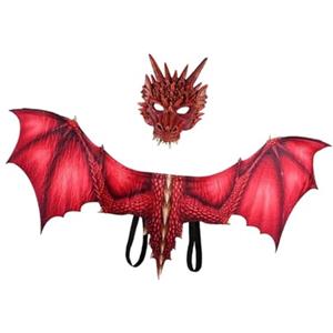 rockible Costume da Drago per Adulti, di Drago Decorative, Maschera Leggera con di Dinosauro, Rosso