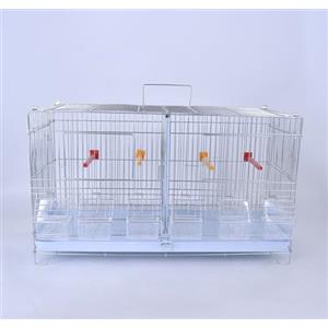 Pet's Solution - Gabbia Cova per Uccelli, Ideale per Allevamento e Predisposizione Modulare Verticale, con Divisori, Griglia e Vassoio Estraibili, Posatoi e 6 Mangiatoie (Zincata)
