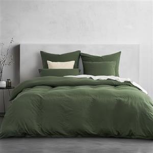 Duvetnova Copripiumino Singolo 135x200 Verde Oliva Microfibra super morbida prelavata, effetto cotone, certificata ÖKO-TEX 1 Copripiumino 135x200 + 1 Federe 80x80 cm