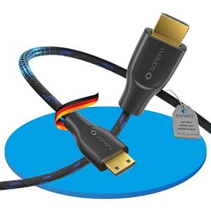 Sonero® cavo Premium High Speed da Mini HDMI a HDMI 4K, connettore da Mini HDMI C a connettore HDMI A, contatti dorati, doppia schermatura, rivestimento in tessuto, 2,00 m