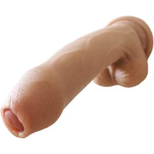 TRQOYTU Prepuzio Realistico Plug Anale In Silicone 22 Cm Doppio Strato Glande Realistiche Testicolo Vena Penetrazione Forte Ventosa Coppia Prostata Plug Anale Masturbazione Vaginale Giocattolo