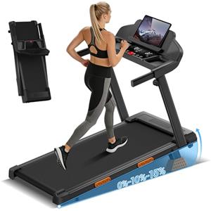 UMAY Tapis Roulant Salvaspazio con Inclinazione 15%, Tapis Roulant Elettrico 12KM/H, Tapirulan Pieghevole da Casa con Motore da 3.0 HP e Display LED, Carico Massimo 136KG