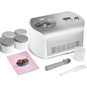 Springlane Kitchen SPRINGLANE - Gelatiera Elli, 1,2 l, con compressore autorefrigerante da 135 W, macchina per gelato in acciaio inox con contenitore del gelato rimovibile, incluso ricettario (gelatiera + 4 contenitori