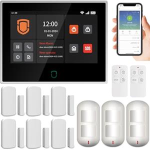 Wolf Guard antifurto allarme casa domestico con touch screen da 7 pollici, sistema di sicurezza intelligente 4G + WiFi con controllo tramite app Tuya (WT4F-06)