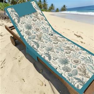 L'Emporio Casa Telo Mare Piscina con Tasche e Cuscino Gonfiabile - Coprilettino Sdraio in Morbida Microfibra di Poliestere (Stella)
