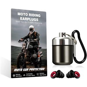 ADAWO Tappi per le orecchie per moto, per riduzione del rumore del vento, tecnologia di filtraggio avanzata da 26 dB, protezione per le orecchie con custodia e clip in alluminio, per moto, equitazione