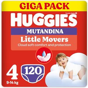 Huggies Little Movers Pannolini Mutandina Taglia 4 (9-14 Kg), Ultra assorbente, Protezione completa, Gigapack 120 Pz