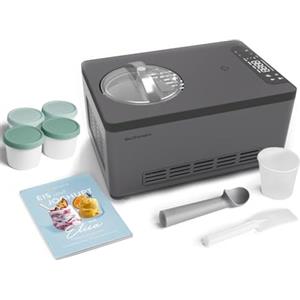 Springlane Kitchen Macchina per gelato & yogurtiera Elisa 2,0 L con compressore autorefrigerante 220 W, in acciaio inox con funzione di raffreddamento e riscaldamento (Elisa Antracite, macchina per