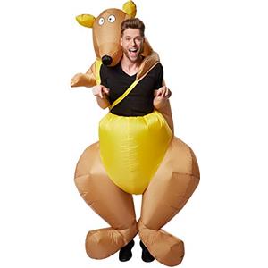 tectake dressforfun Costume autogonfiabile con Canguro Unisex | Gonfiabile in pochi Secondi | Massima libertà di Movimento | Alimentazione a Batteria