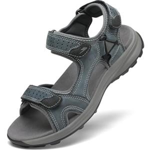 FLARUT Sandali da Uomo Scarpe da Trekking Estive Sport all'aperto in pelle Spiaggia Punta Aperta l'escursionismo Sportivi Casual(Nero,45)